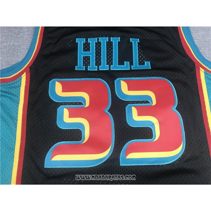 Camiseta Detroit Pistons Grant Hill #33 Mitchell & Ness 1998-99 Negro